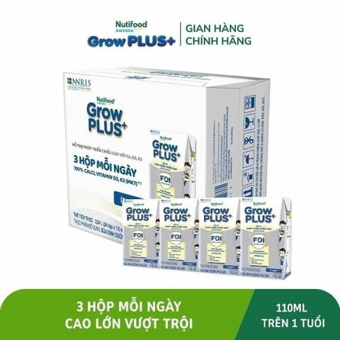 Sữa Nước Nutifood Grow Plus Bạc Height Boosting Tăng Chiều Cao 110ml/180ml - Sữa Công Thức Dinh Dưỡng Pha Sẵn