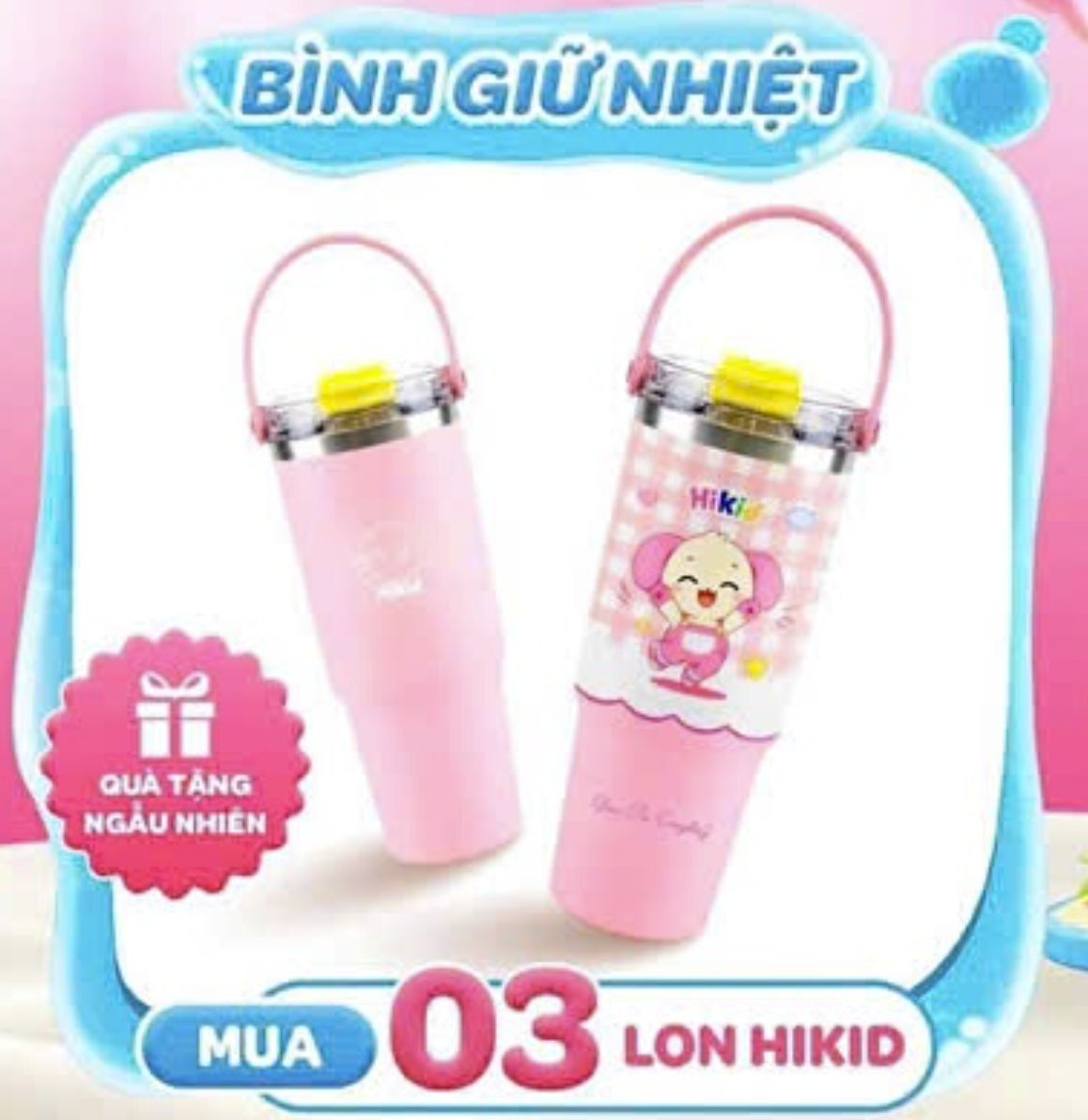 ( QT Hikid 3 ) Bình giữ nhiệt quai xách