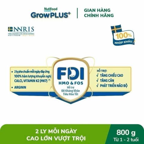 Sữa Bột Nutifood Grow Plus Height Boosting Tăng Chiều Cao 800g