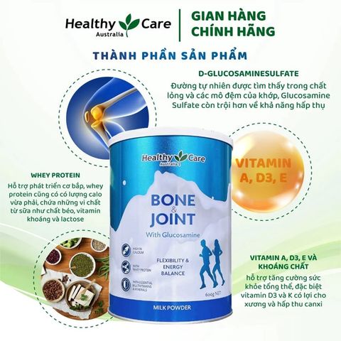 Sữa Bột Healthy Care Bone Joint Úc Bổ Xương Khớp 600g