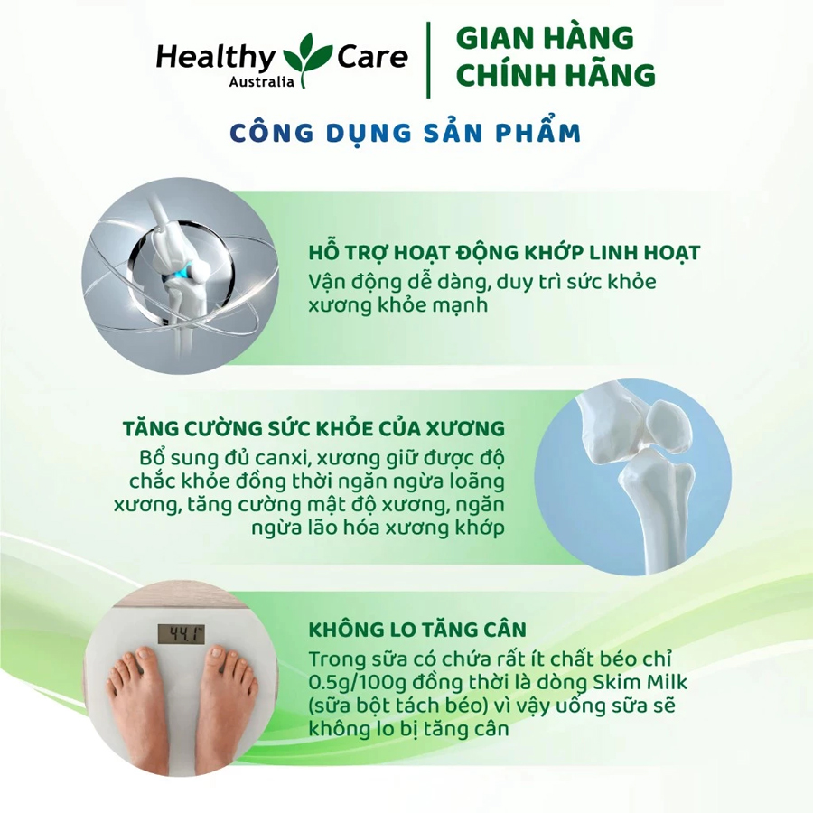 Sữa Bột Healthy Care Bone Joint Úc Bổ Xương Khớp 600g