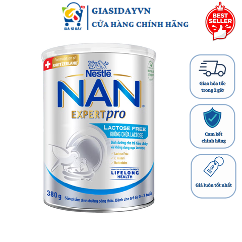 Sữa Nan Expert Pro Lactose Free Nestle 380g (0-3Y) Cho Trẻ Tiêu Chảy, Bất Dung Nạp Lactose - Sữa Bột Công Thức