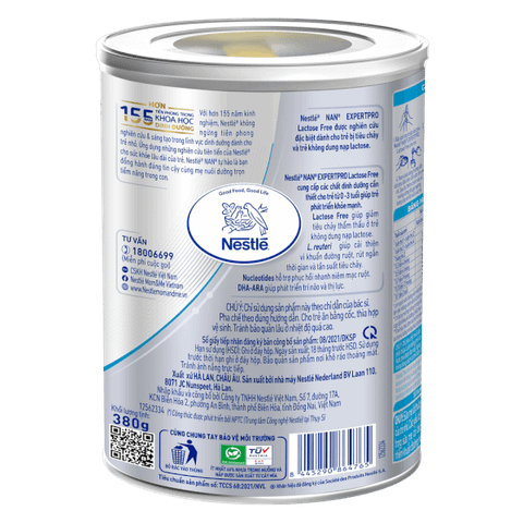Sữa Nan Expert Pro Lactose Free Nestle 380g (0-3Y) Cho Trẻ Tiêu Chảy, Bất Dung Nạp Lactose - Sữa Bột Công Thức