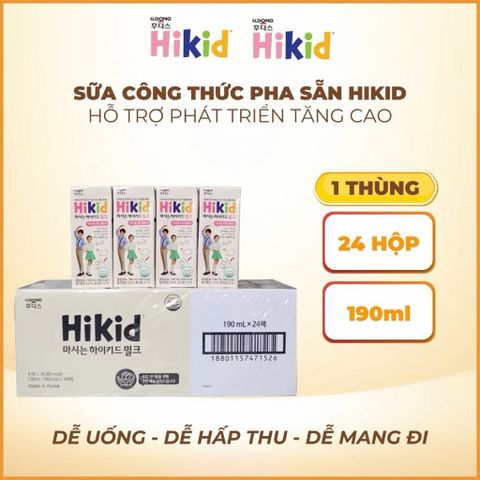 Sữa Nước Hikid Pha Sẵn 190ml Tăng Chiều Cao Cho Trẻ Từ 1 Tuổi