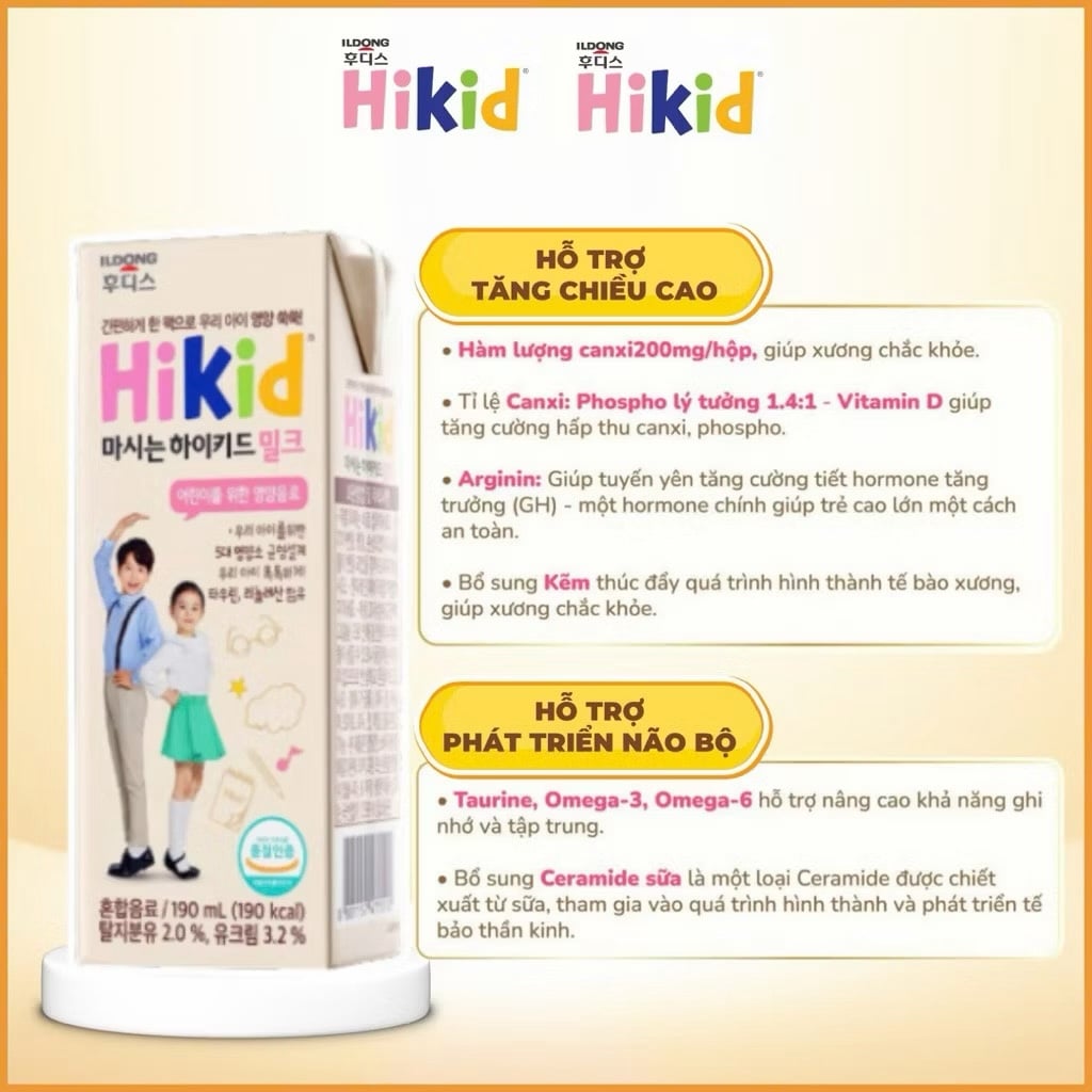 Sữa Nước Hikid Pha Sẵn 190ml Tăng Chiều Cao Cho Trẻ Từ 1 Tuổi