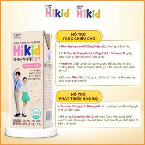 Sữa Nước Hikid Pha Sẵn 190ml Tăng Chiều Cao Cho Trẻ Từ 1 Tuổi