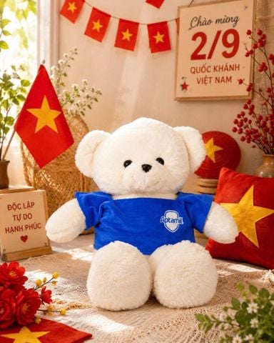 ( QT Apta 1 ) Gấu Bông Trắng Áo Xanh Size 20cm