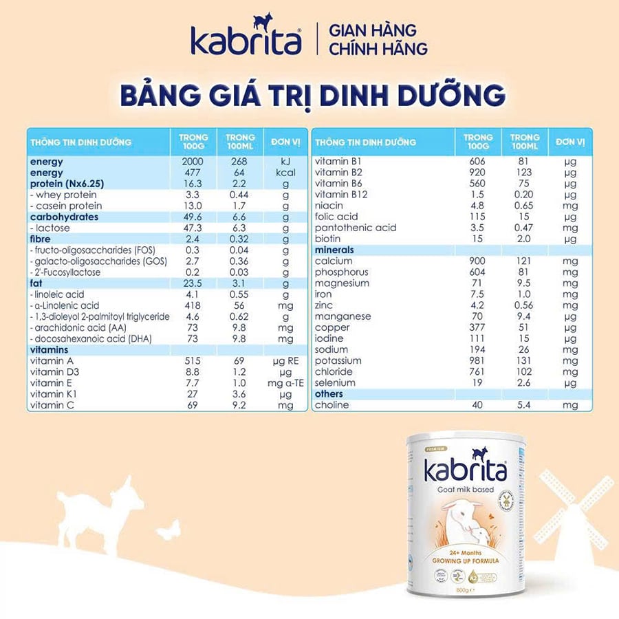 Sữa Dê Kabrita Hà Lan Số 1,2,3 - Sữa Bột Công Thức 800g