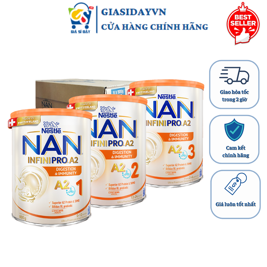 Sữa Nan InfiniPro Đạm A2 Nestle Đủ Số 400g, 800g - Sữa Bột Công Thức