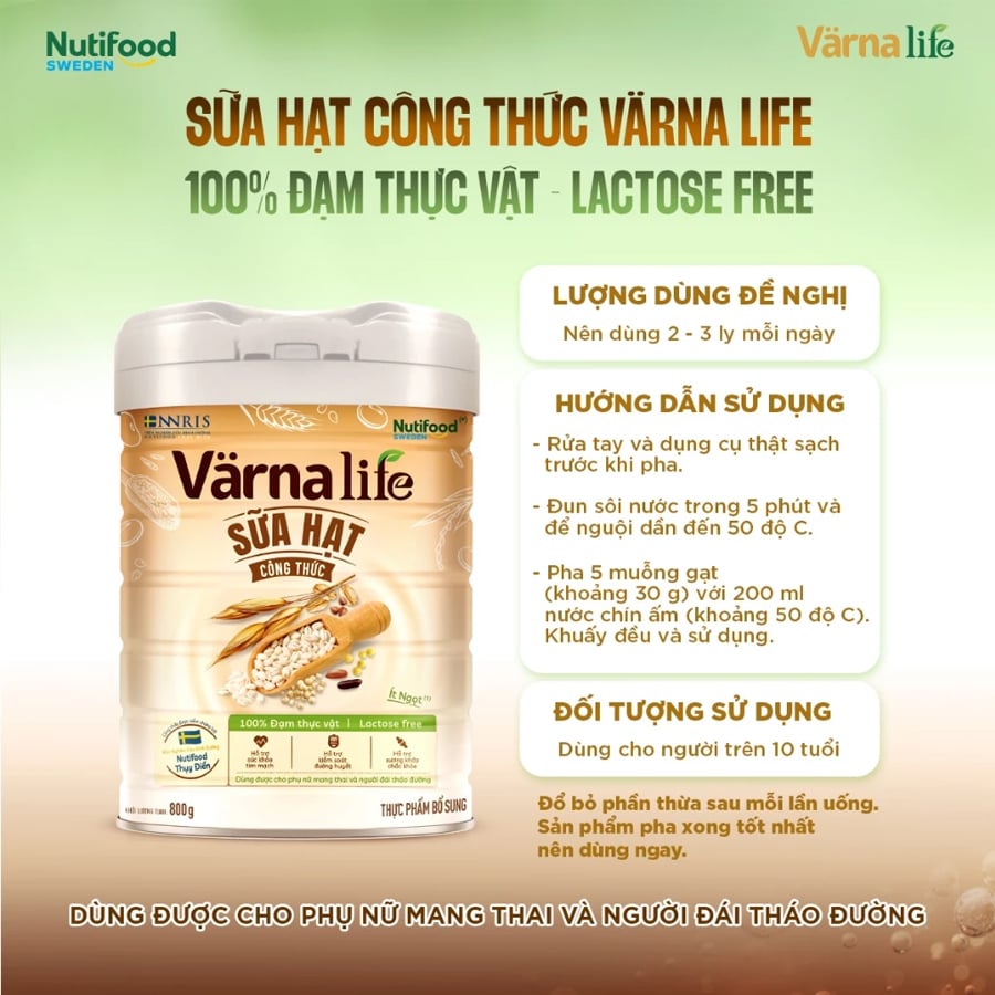 Sữa Hạt Varna Life Nutifood Lactose Free 800g - Sữa Bột Công Thức