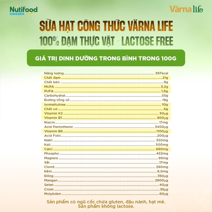 Sữa Hạt Varna Life Nutifood Lactose Free 800g - Sữa Bột Công Thức