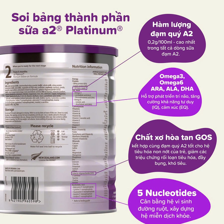 Sữa Bột A2 Platinum New Zealand Số 1,2,3,4 Hộp 400g, 900g - Sữa Bột Công Thức
