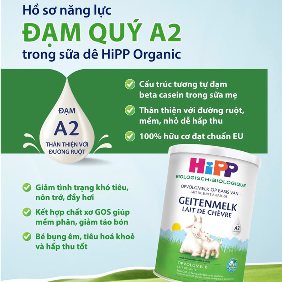 Sữa Dê Hipp Organic Đạm A2 Hộp 400g - Sữa Bột Công Thức
