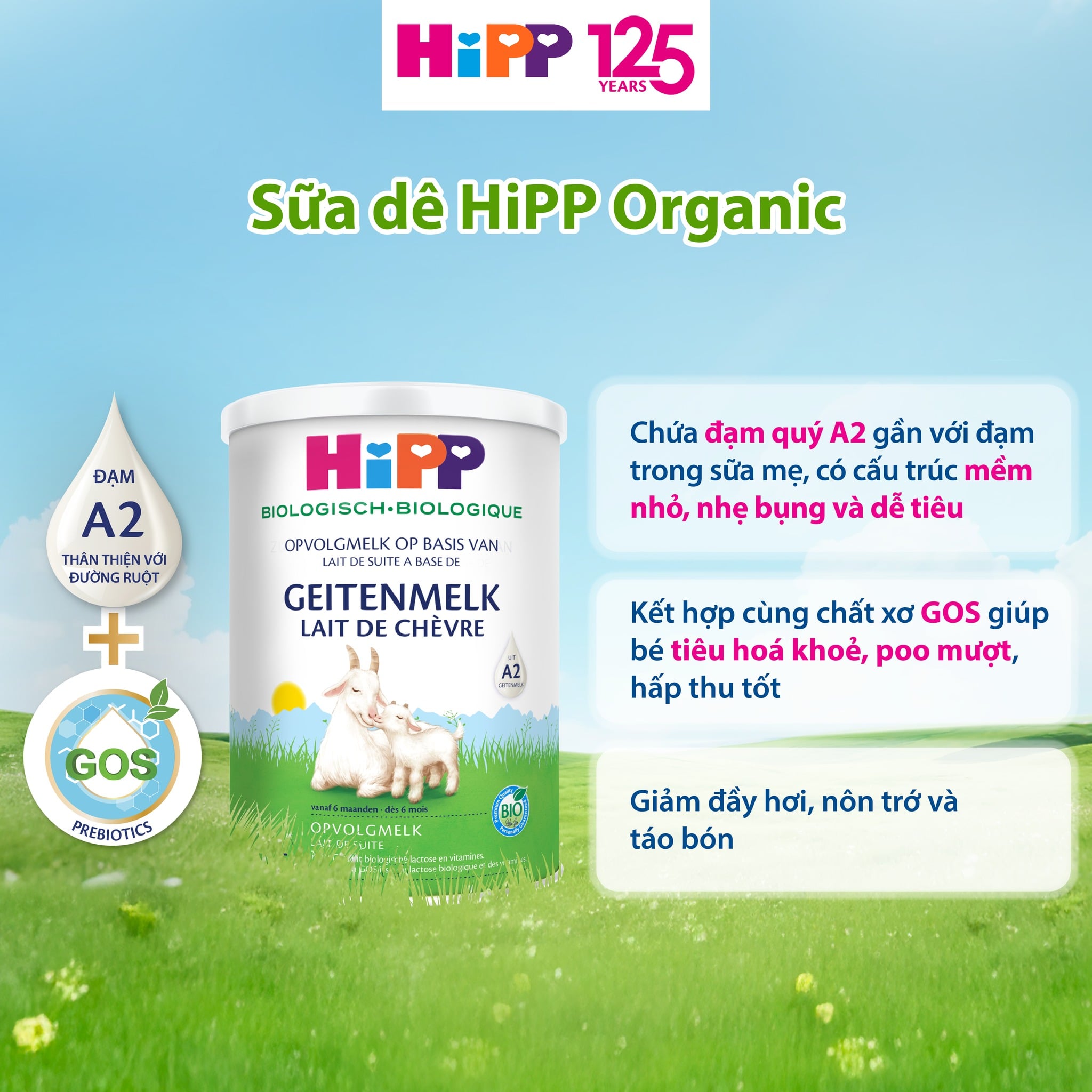 Sữa Dê Hipp Organic Đạm A2 Hộp 400g - Sữa Bột Công Thức
