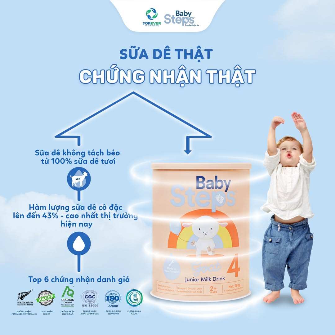 Sữa Dê Baby Steps New Zealand Hỗ Trợ Tiêu Hoá Tăng Cân 900g - Sữa Bột Công Thức