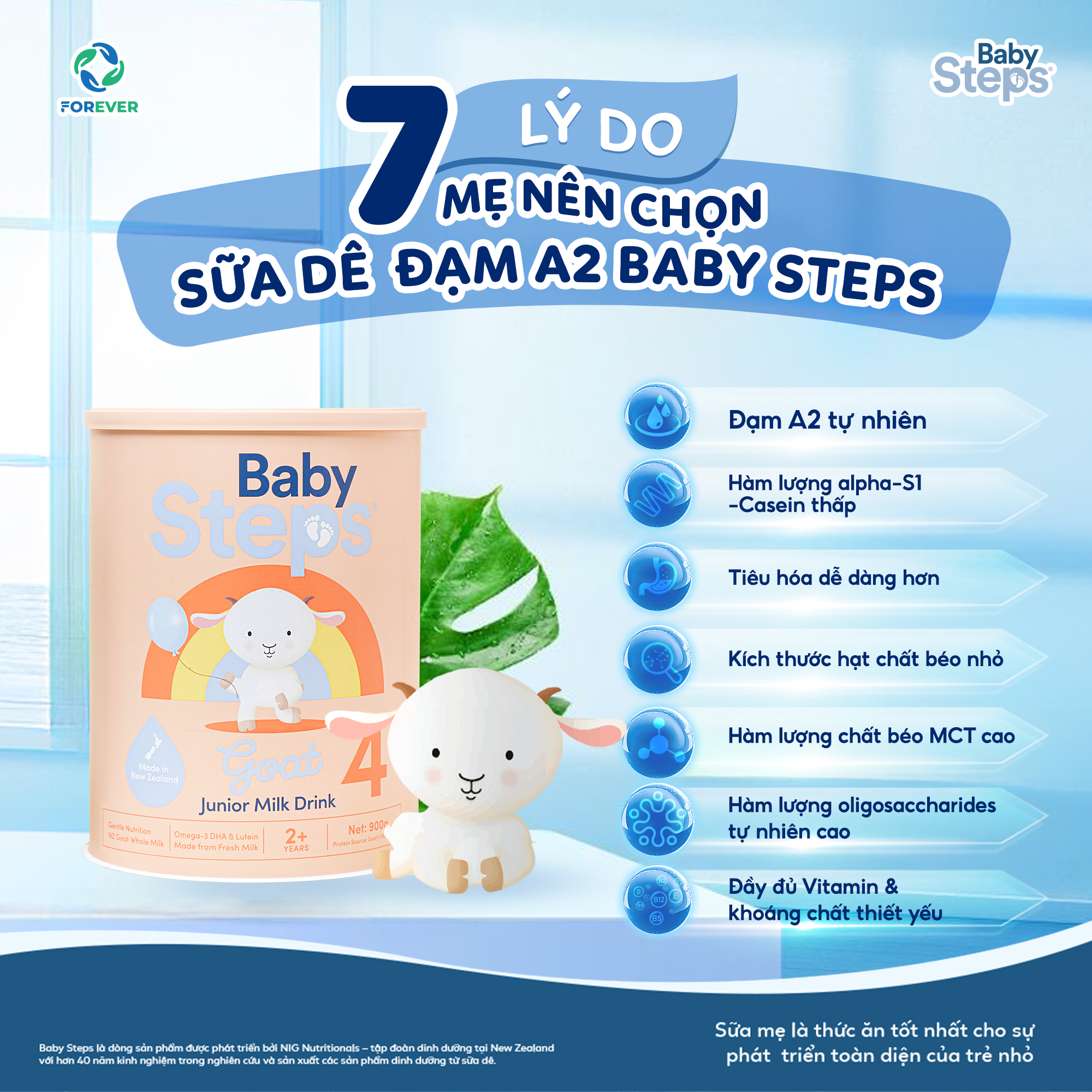 Sữa Dê Baby Steps New Zealand Hỗ Trợ Tiêu Hoá Tăng Cân 900g - Sữa Bột Công Thức