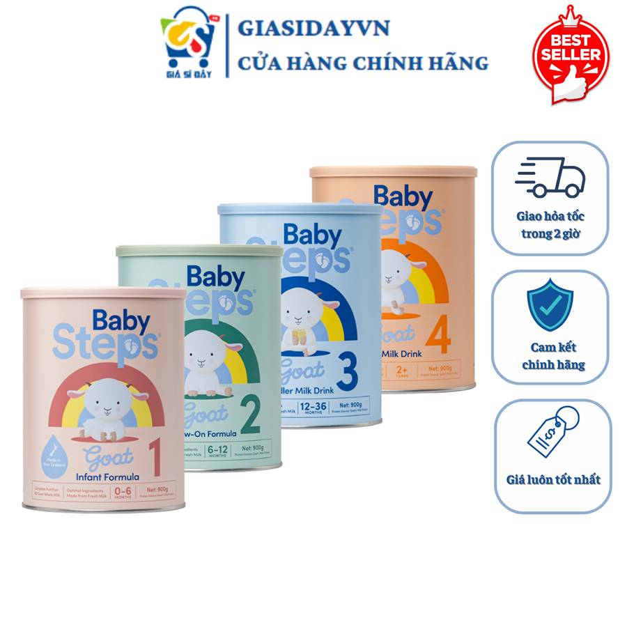 Sữa Dê Baby Steps New Zealand Hỗ Trợ Tiêu Hoá Tăng Cân 900g - Sữa Bột Công Thức