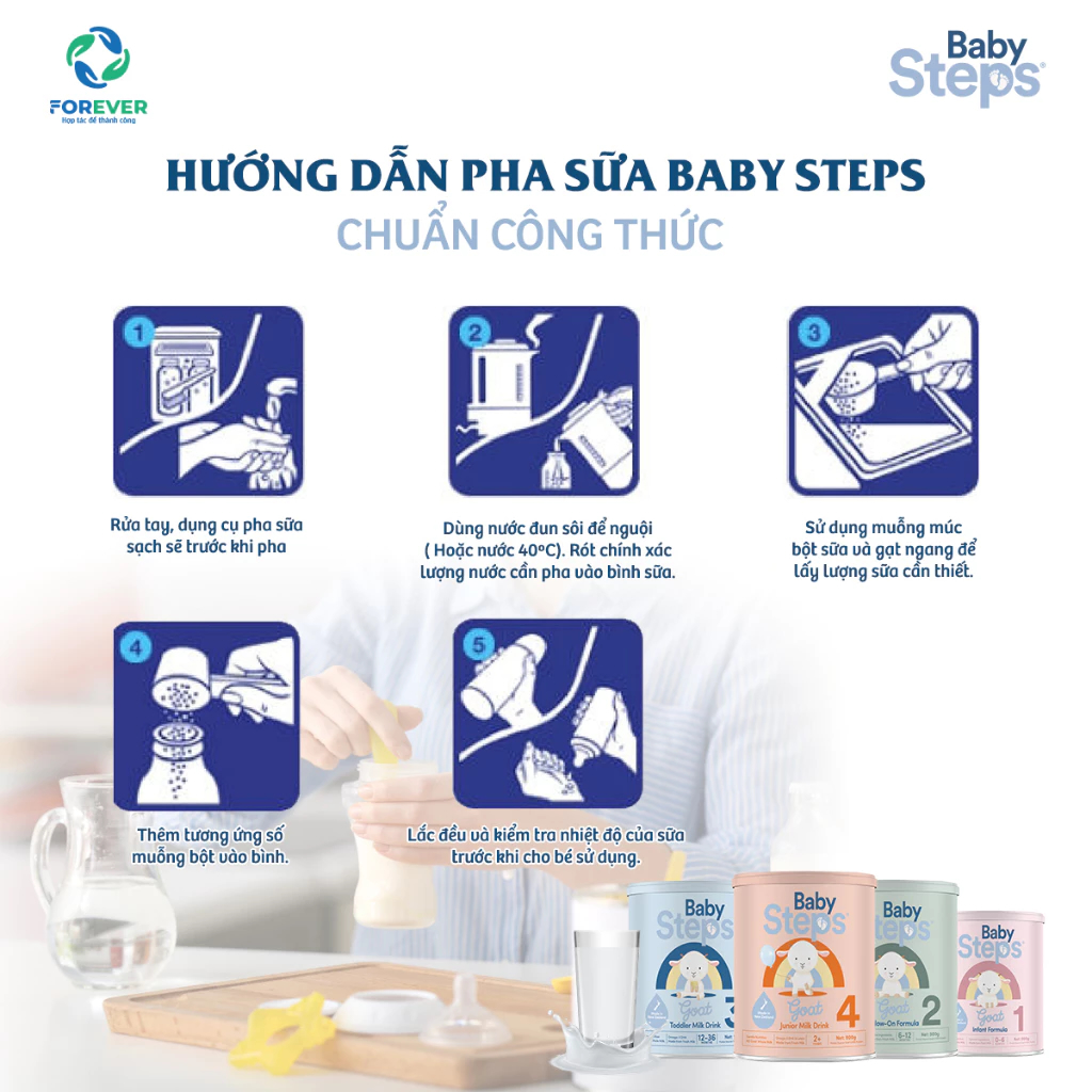 Sữa Dê Baby Steps New Zealand Hỗ Trợ Tiêu Hoá Tăng Cân 900g - Sữa Bột Công Thức
