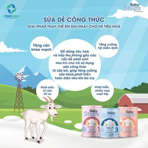Sữa Dê Baby Steps New Zealand Hỗ Trợ Tiêu Hoá Tăng Cân 900g - Sữa Bột Công Thức