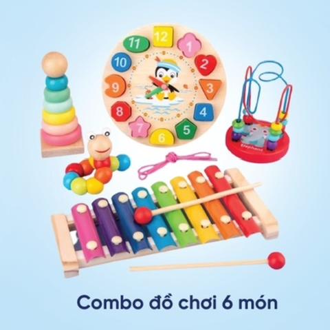 [ QT Kabr 3 ] Đồ chơi gỗ 6 món