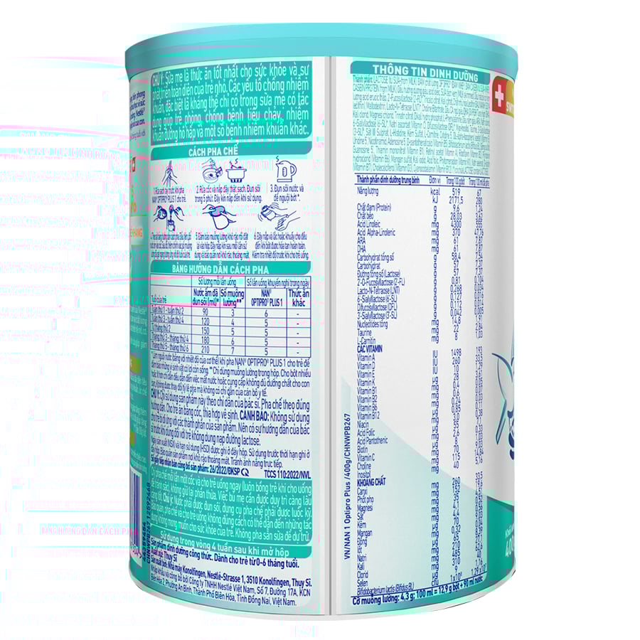 Sữa Nan Việt Optipro Plus Nestle Đủ Số 400g, 800g, 1.5kg - Sữa Bột Công Thức