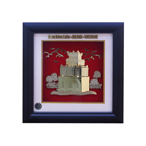 Khung tranh Hồ Hoàn Kiếm 20x20cm đồng mạ vàng
