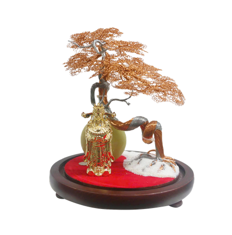 Dome bonsai tượng Thần Tài 79 mm xi nano gắn đồng điếu