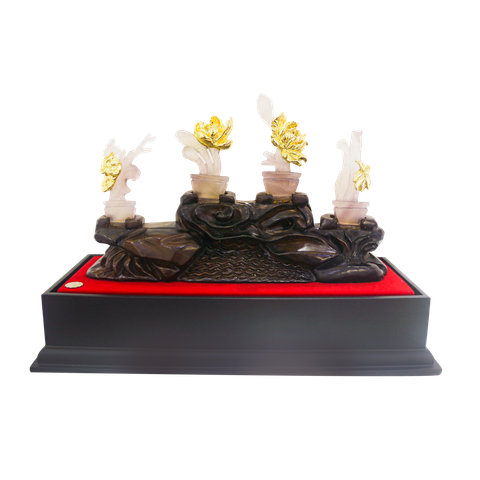 Tượng Thạch anh bộ Mai lan cúc trúc