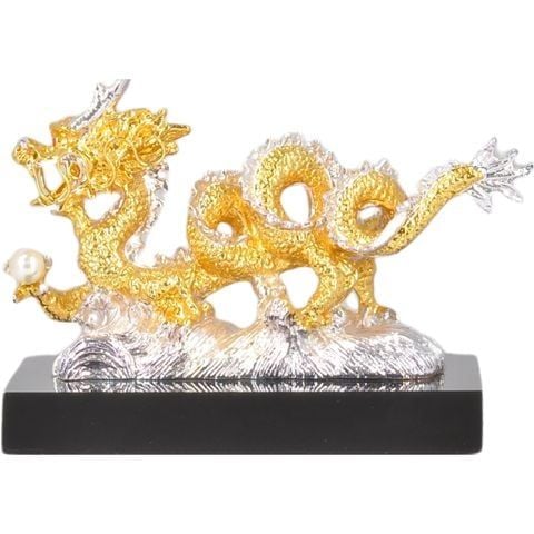 Tượng Rồng Lượn 2 màu mạ vàng