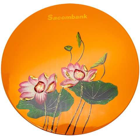 Khay mứt sơn mài Bát tràng  màu cam 