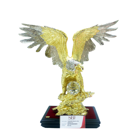 Tượng Đại bàng ôm châu lớn mạ vàng 34x34x13cm