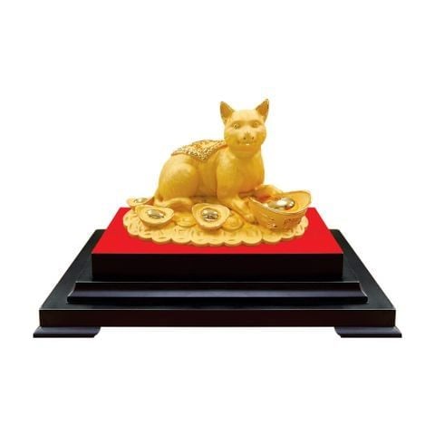 Biểu trưng tượng Quý Linh Mẹo nén vàng bột đá size M