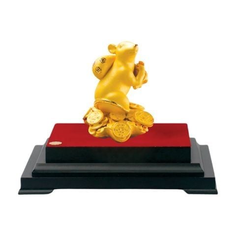 Biểu trưng tượng Quý Linh Tý túi vàng bột đá size S