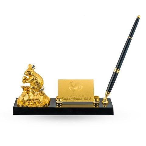 Đế cắm viết tượng Tý mạ vàng