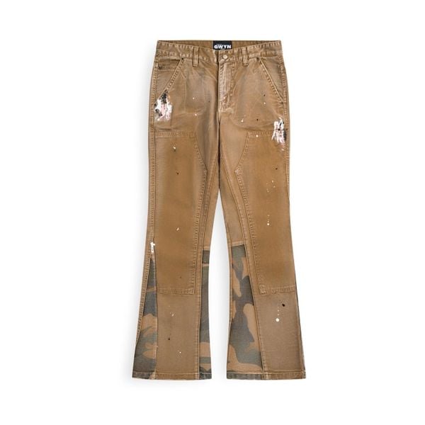  GWYN DOUBLE KNEE FLARE JEANS/ TAN 