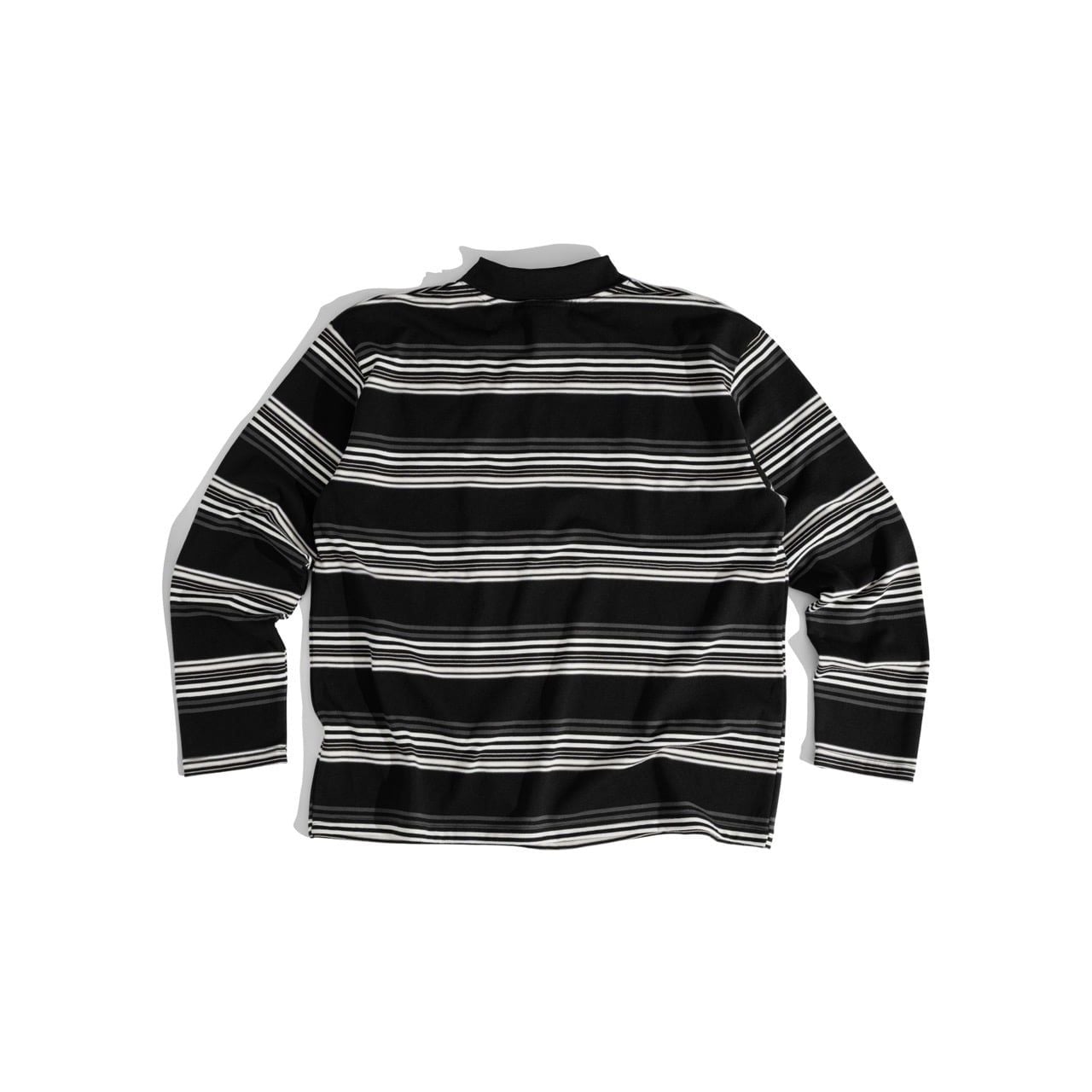  GWYN LONG SLEEVE STRIPED POLO SHIRT/ BLACK 