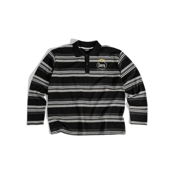  GWYN LONG SLEEVE STRIPED POLO SHIRT/ BLACK 