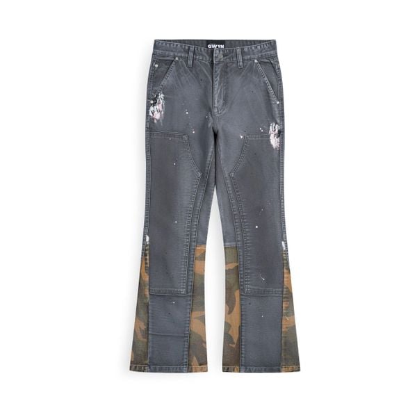  GWYN DOUBLE KNEE FLARE JEANS/ CHARCOAL 