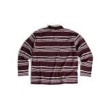  GWYN LONG SLEEVE STRIPED POLO SHIRT/ WINE RED 
