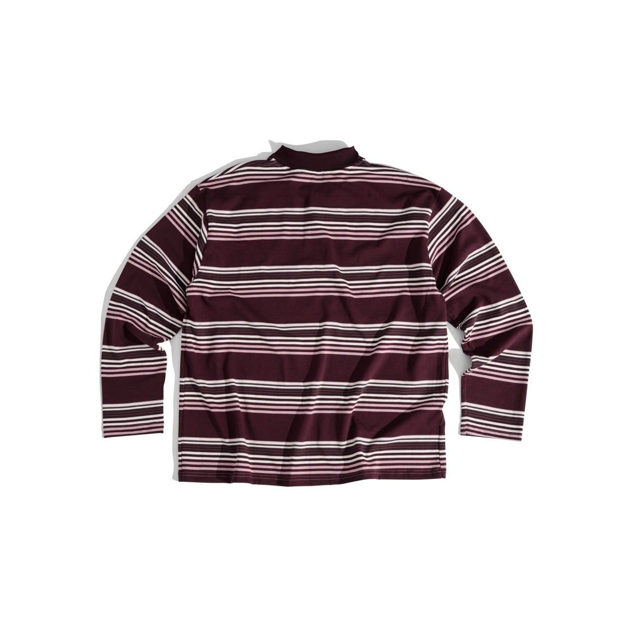  GWYN LONG SLEEVE STRIPED POLO SHIRT/ WINE RED 
