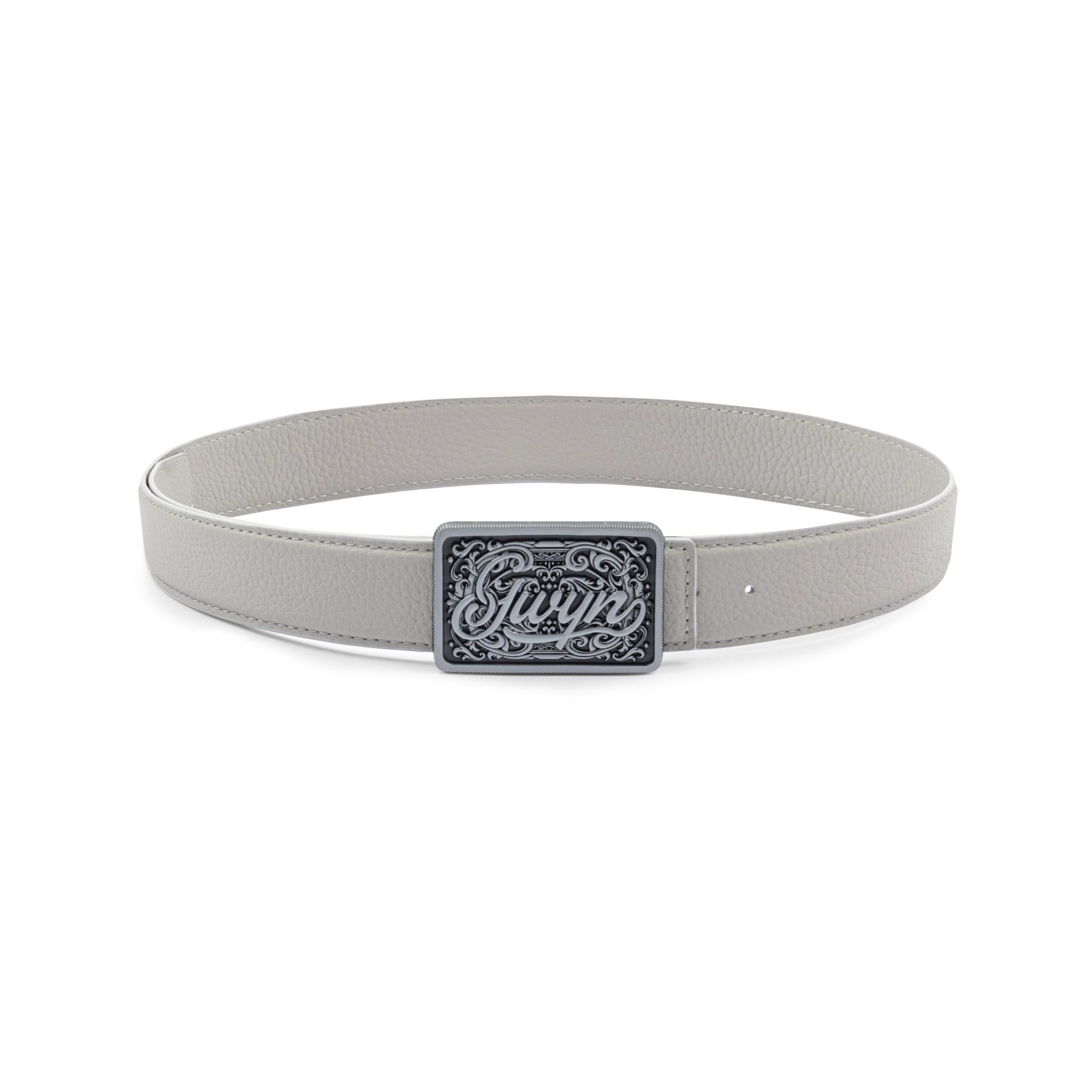  GWYN ENGRAVED BUCKLE LEATHER BELT // OFF WHITE 