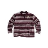 GWYN LONG SLEEVE STRIPED POLO SHIRT/ WINE RED 