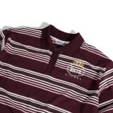  GWYN LONG SLEEVE STRIPED POLO SHIRT/ WINE RED 