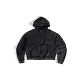  GWYN RAW EDGE BLACK HOODIE ZIP 