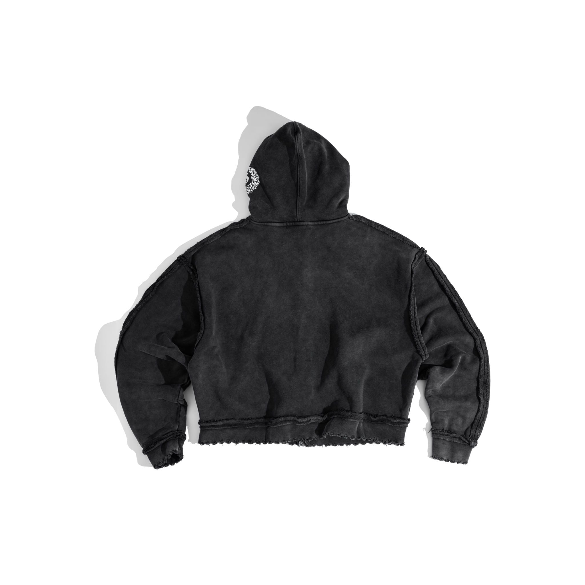  GWYN RAW EDGE BLACK HOODIE ZIP 