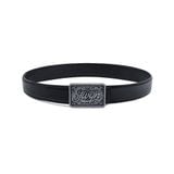  GWYN ENGRAVED BUCKLE LEATHER BELT // BLACK 