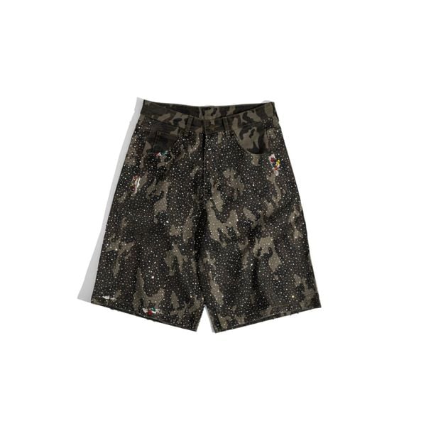  GWYN BAGGY SHORTS CAMO DIAMOND RHINESTONE 