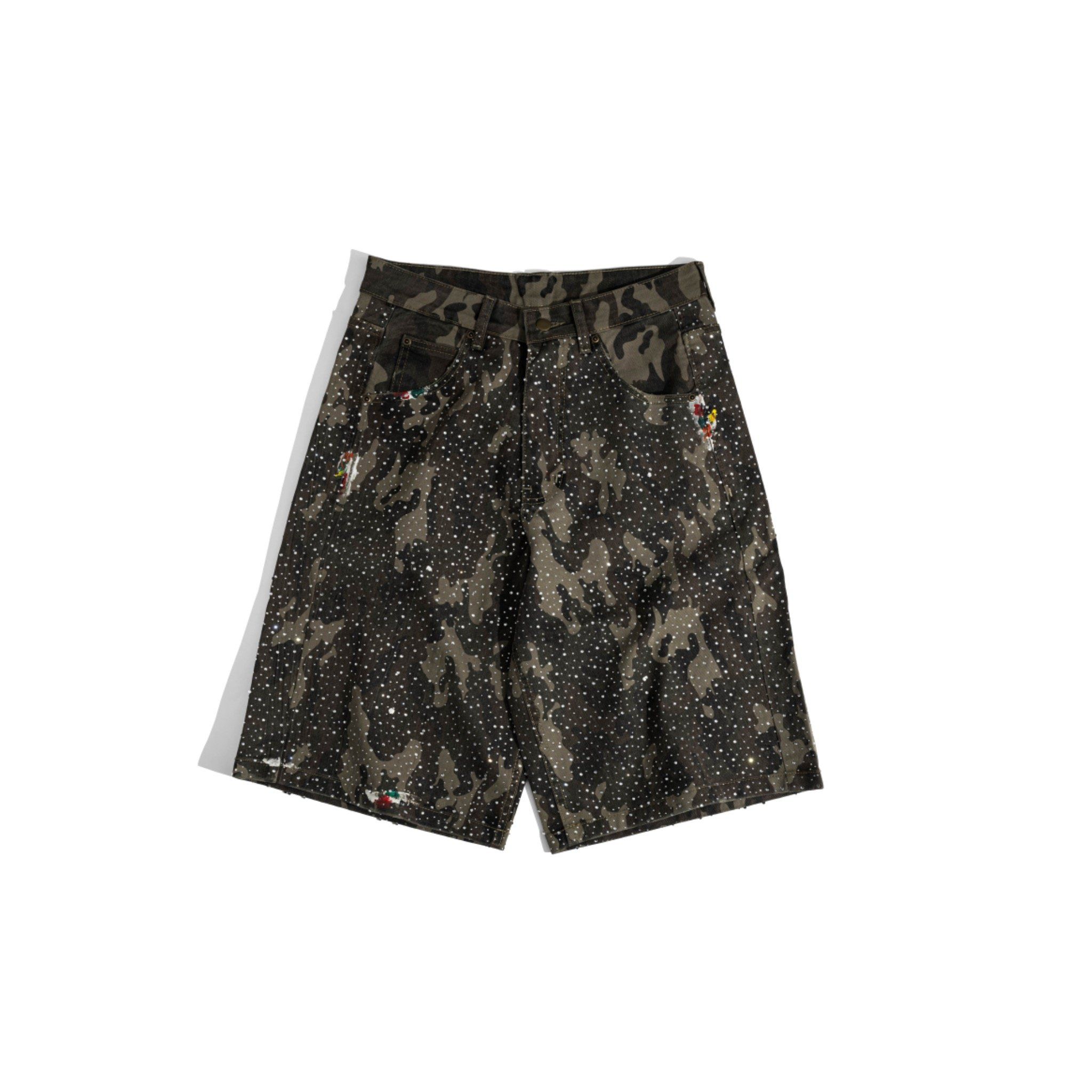  GWYN BAGGY SHORTS CAMO DIAMOND RHINESTONE 