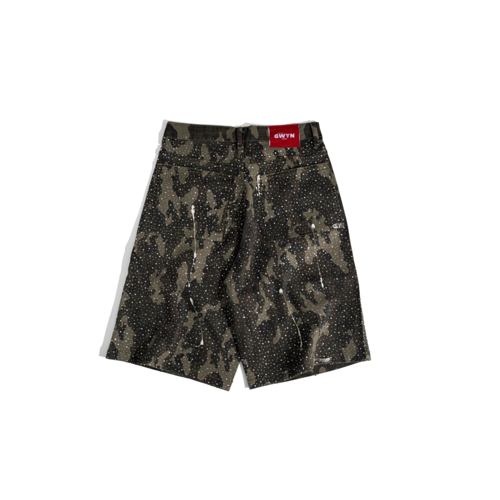  GWYN BAGGY SHORTS CAMO DIAMOND RHINESTONE 