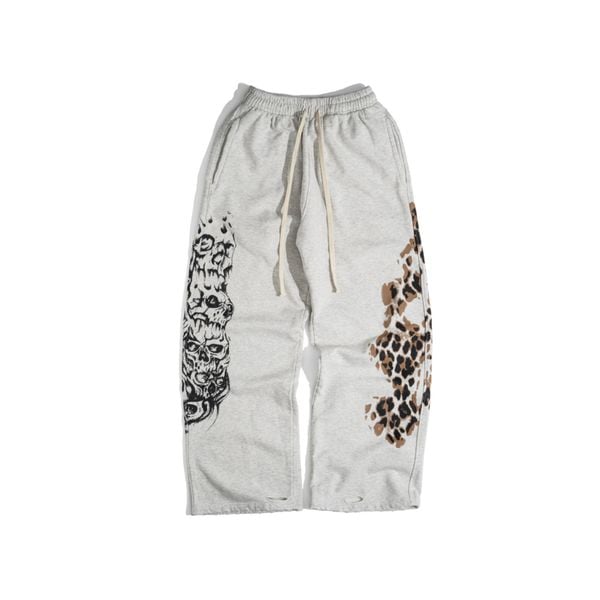  GWYN BONE LEOPARD WIDE-LED SWEATPANTS 
